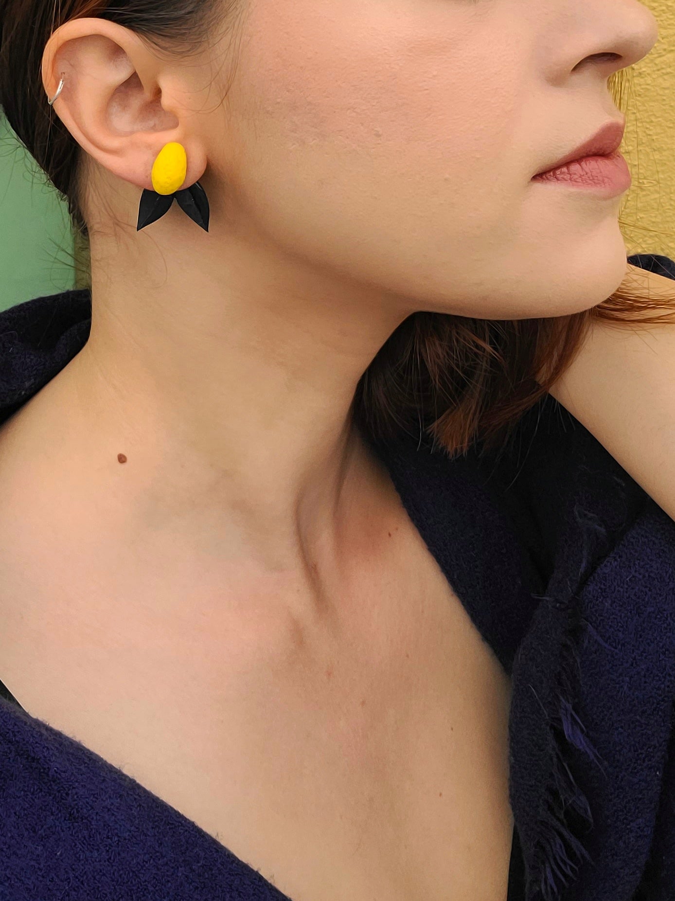 Boucles d'oreilles citrons devant-derrière