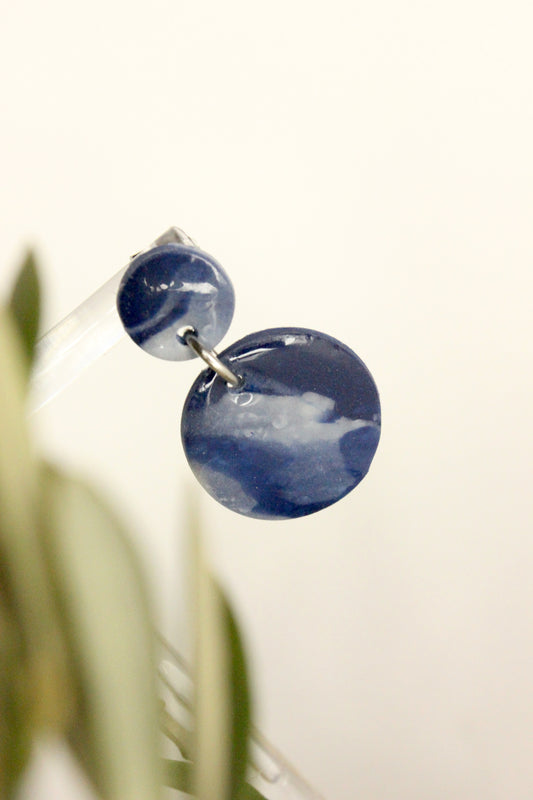 Boucles d'oreilles bleu marbré