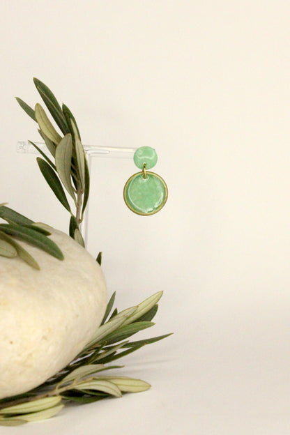 Boucles d'oreilles rondes vert d'eau