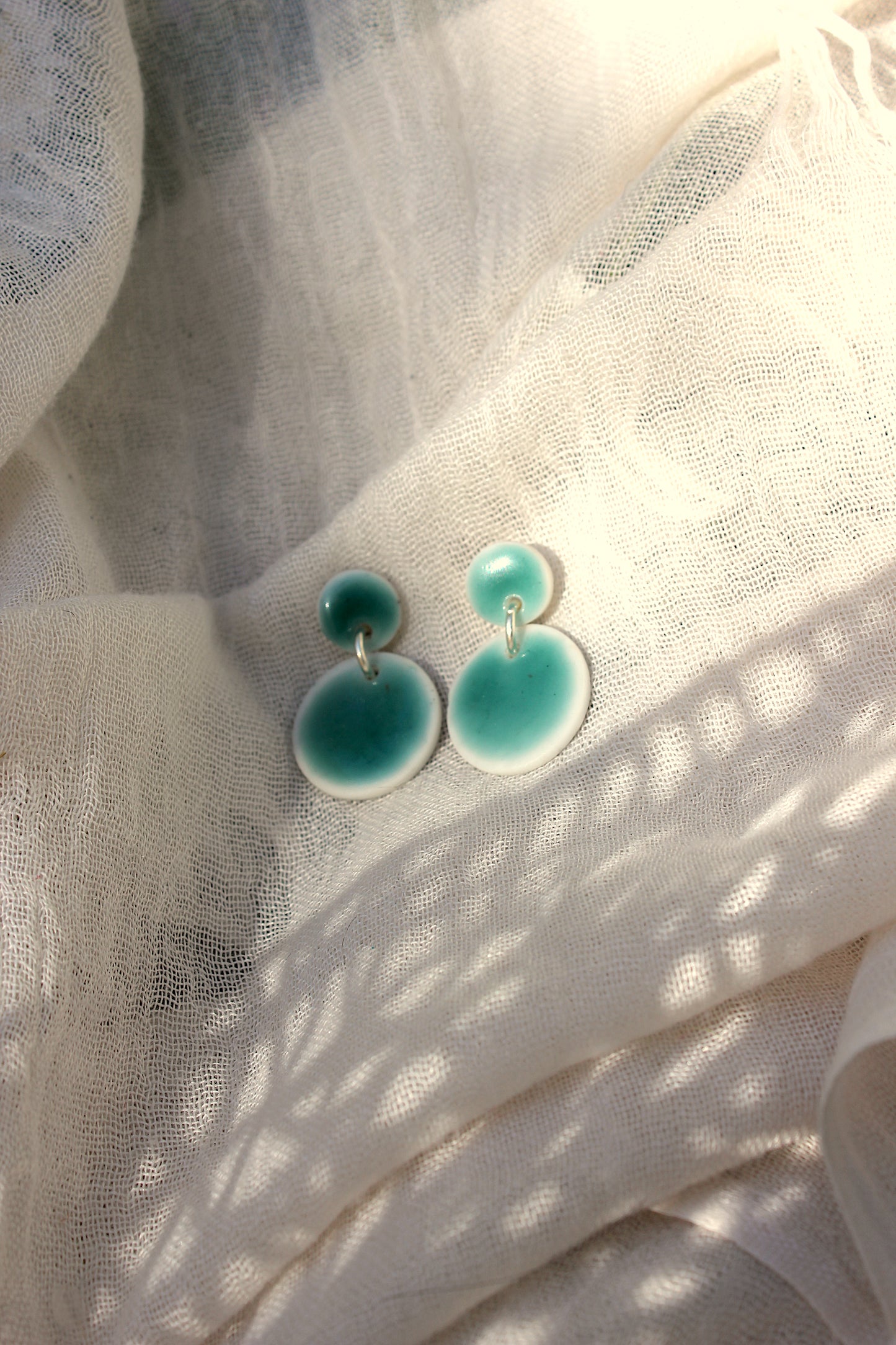 Boucles d'oreilles inspiration céramique verte