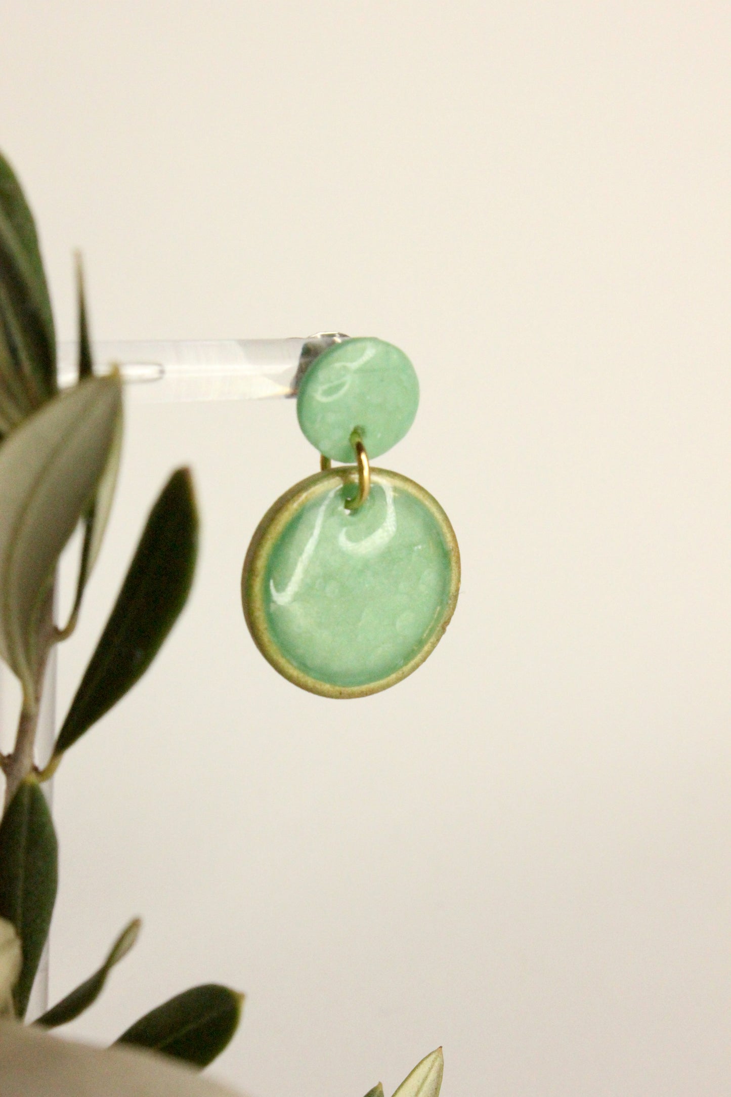 Boucles d'oreilles rondes vert d'eau