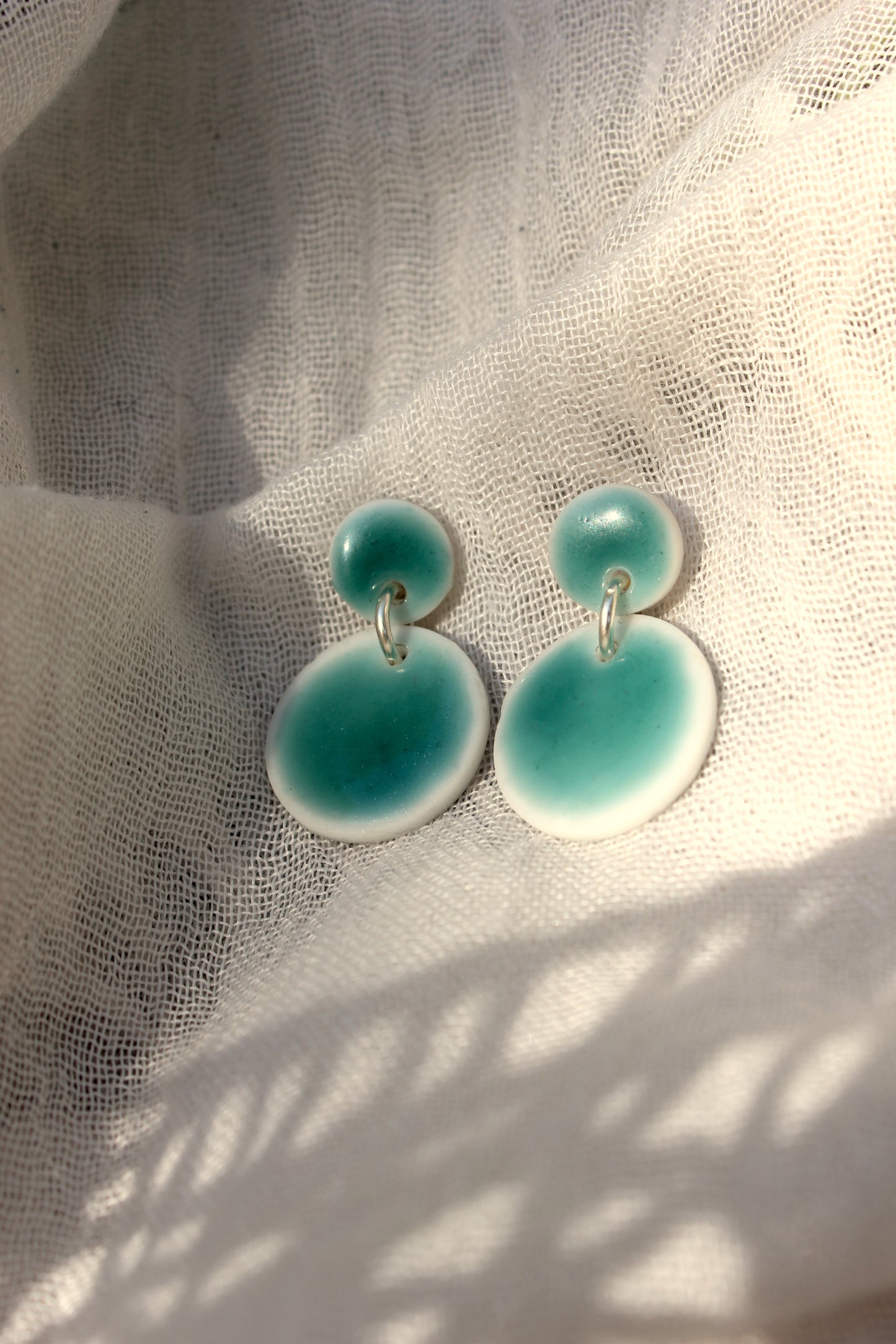 Boucles d'oreilles inspiration céramique verte